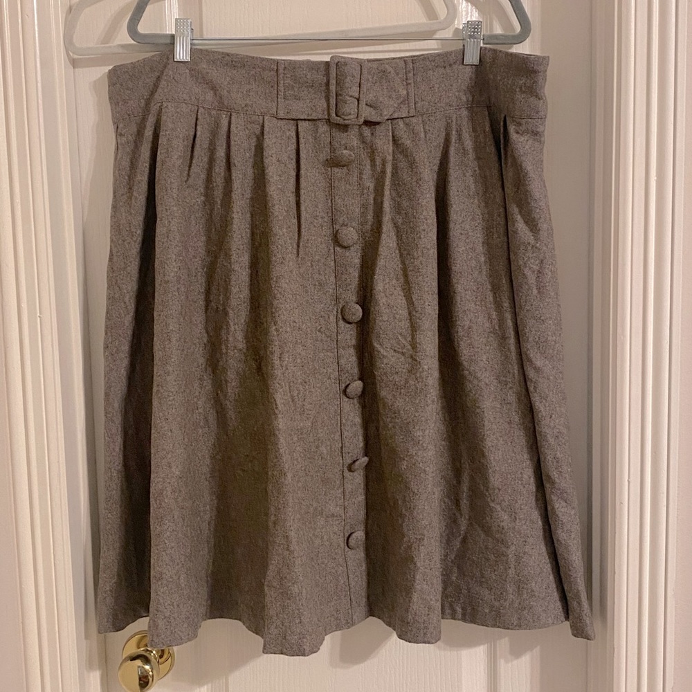 Adorable beige tweed a-line midi skirt, ModCloth 2x, satin lined, pockets!